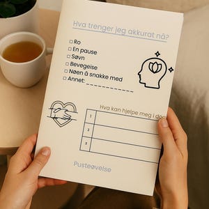 Anxiety Relief Planner (på norsk) + affirmasjonsark