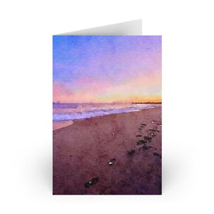 Tarjeta de felicitación con puesta de sol en la playa de Rhode Island