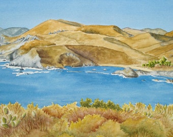 Giclee- Print - Paintings - Watercolor- Catalina Island - Little Harbor - California -West End