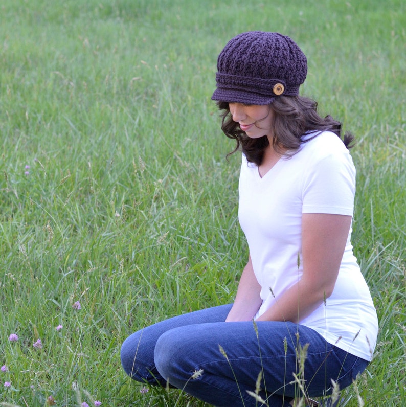 CROCHET PATTERN / Crochet Hat Pattern / Womens Hat Pattern / Crochet Newsgirl Hat / Brimmed Crochet Hat Pattern / The Tommy Hat Pattern 115 image 5