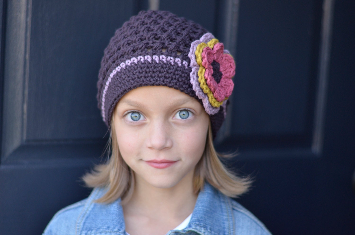 Brown Crochet Hat Crochet Little Girl Hat Toddler Girl Hat Etsy