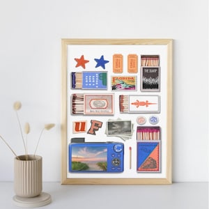 University of Florida Digital Scrapbook Wall Art | UF Gators Matchbox Poster | College Dorm Decor | Orange & Blue Gainesville Printable