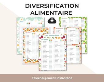 Suivi Diversification alimentaire de bébé – PDF imprimable A4 (fichier numérique)