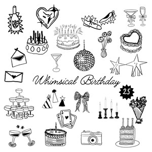 Pacchetto PNG di compleanno - SVG, illustrazioni disegnate a mano, compleanno, clipart di festa di compleanno per biglietti, inviti, cartelli