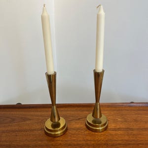 Art Deco Set of 2 Brass Candlestick Holders