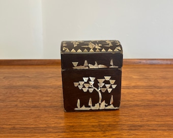 Chinese Black lacquer box with mother of pearl inlay