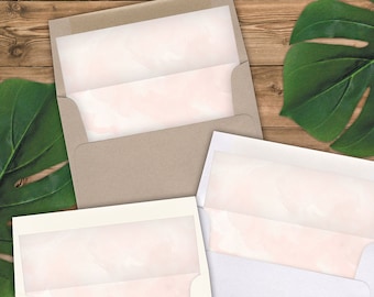 Envelope Liners A2 Size - Square Flap - Blush Watercolor - Pack of 25