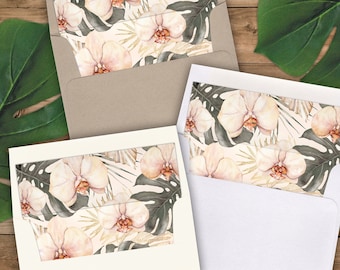 Envelope Liners A2 Size - Square Flap - Tropical Orchid Watercolor - Pack of 25