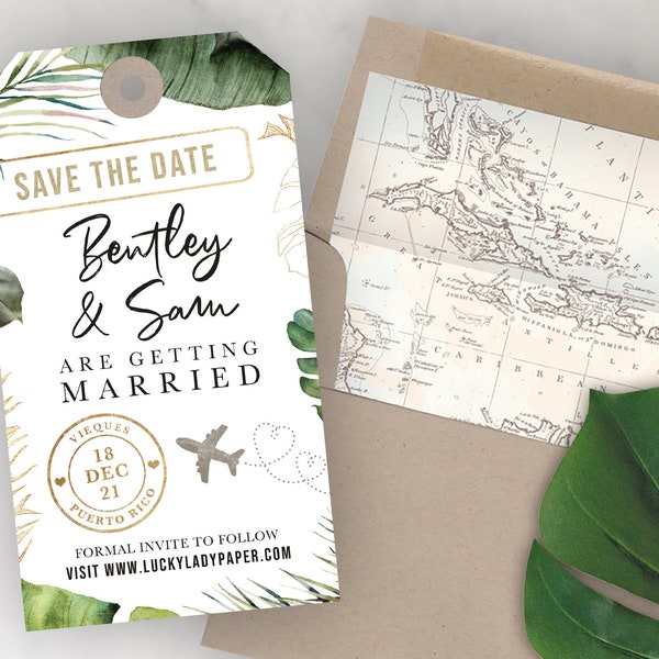 Tropical Wedding Luggage Tag Template Etsy