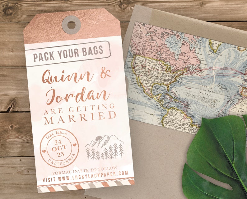 Luggage Tag Save the Date Destination Wedding Save the Date Etsy
