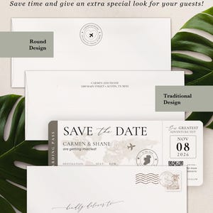 Destination Wedding Boarding Pass 3 Photo QR Code World Map Travel ...