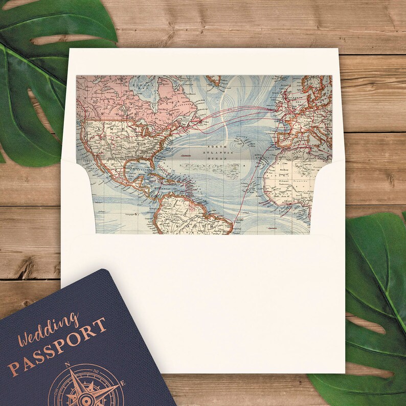 World Map Envelope Liners A2 Size Square Flap Multicolor for your travel theme invitations Pack of 25 image 4