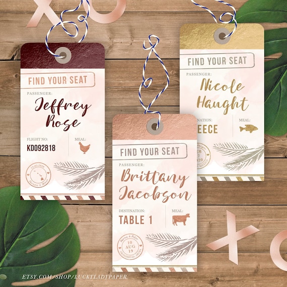 Luggage Tag Escort / Place Cards for Your Destination
