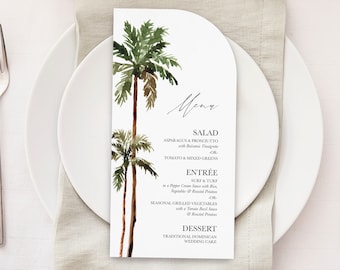 Arch Menu Table cards Tropical Palm Wedding Half Arch by Luckyladypaper