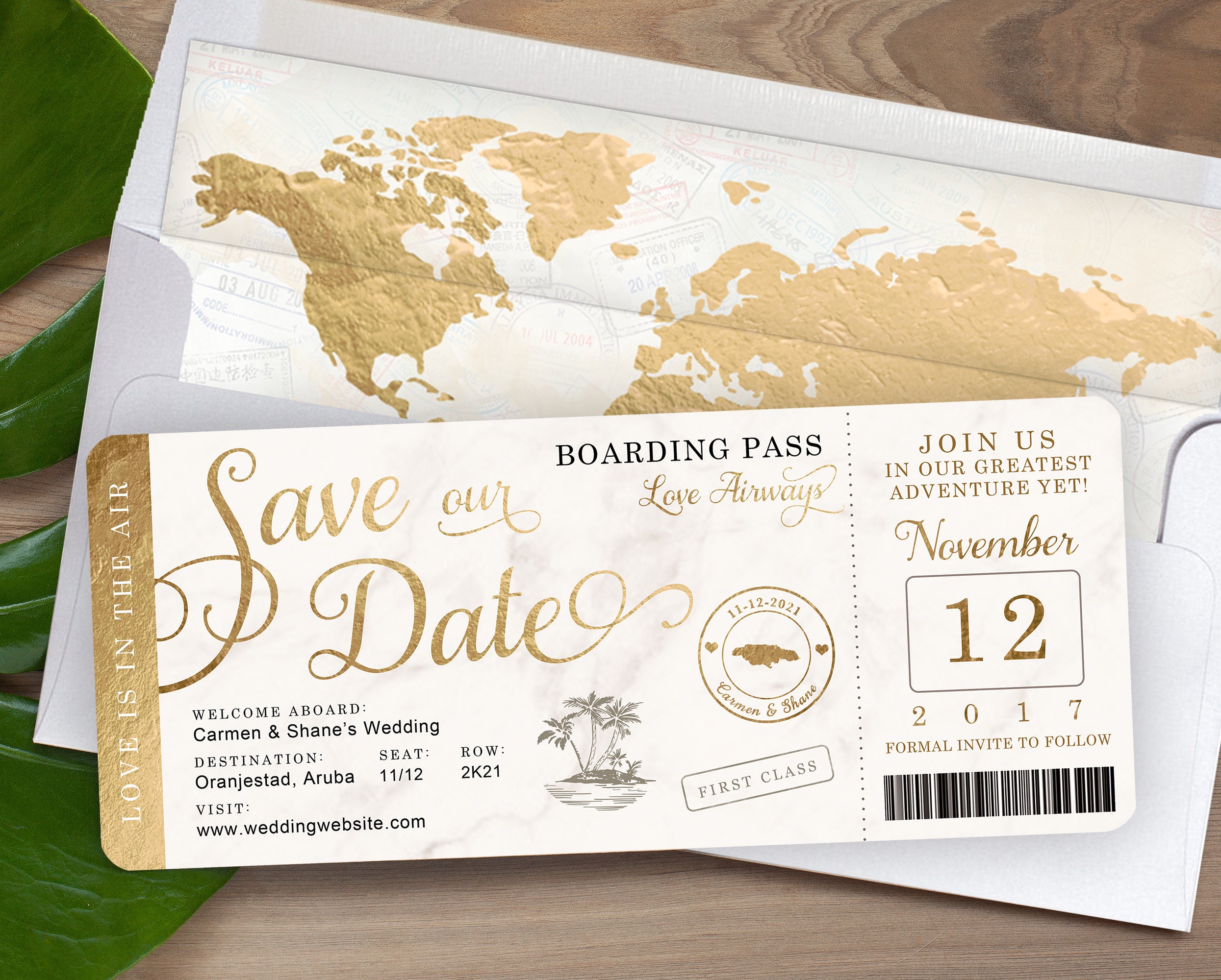 Destination Wedding Boarding Pass Save the Date or Tropical - Etsy