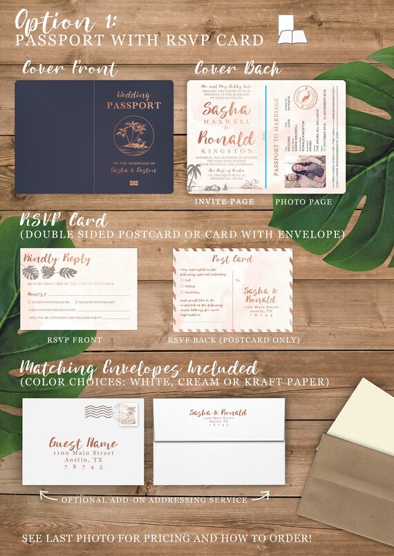 Destination Wedding Passport Invitation Set In Gold And Aqua Watercolor Tropical Design By Luckyladypaper See Item Details To Order
