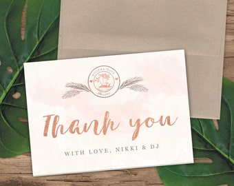 Rose Gold Watercolor Destination Wedding Passport Thank You Cards by Luckyladypaper - Do NOT purchase this listing, see details to order