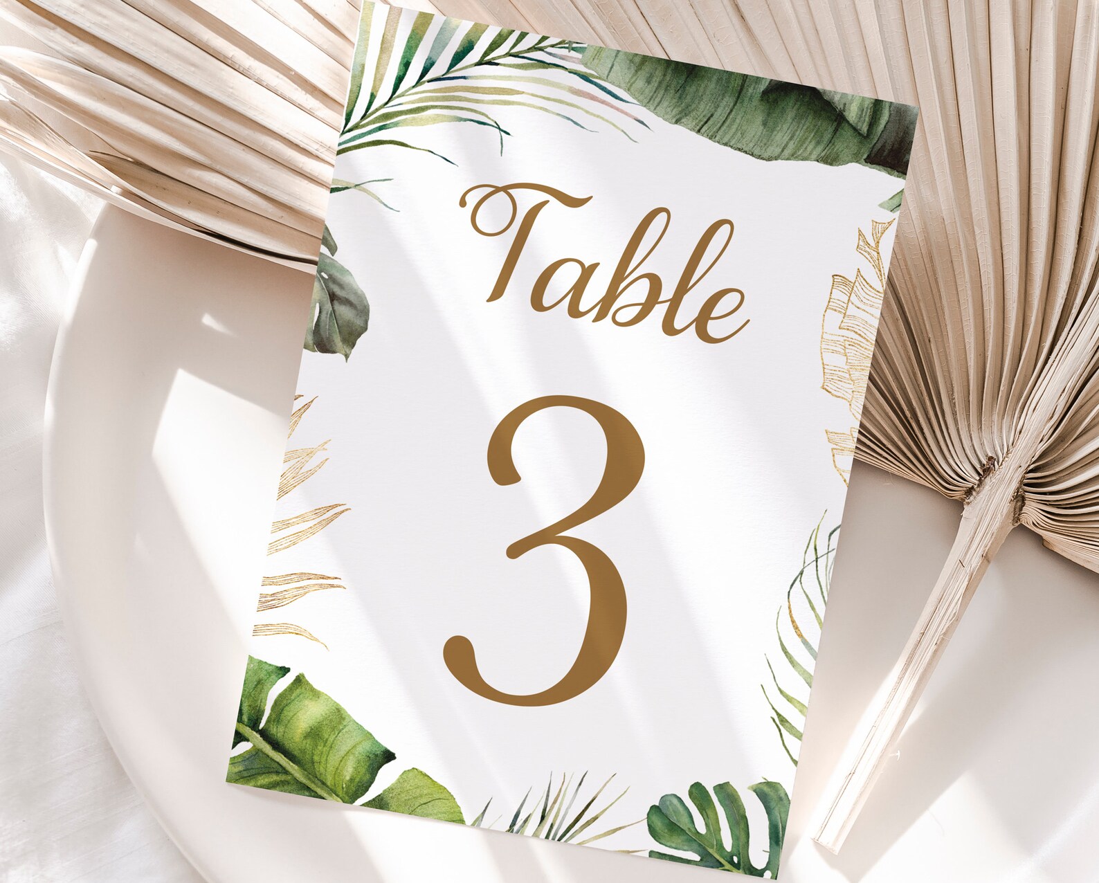 Monstera Table Numbers Wedding Table Numbers Elegant Tropical Palm Monstera Destination ...