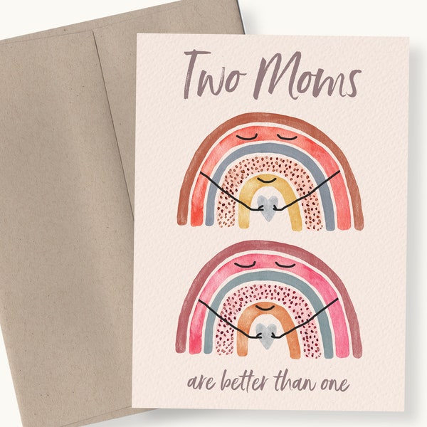 Two Moms Mother's Day Card Instant Download