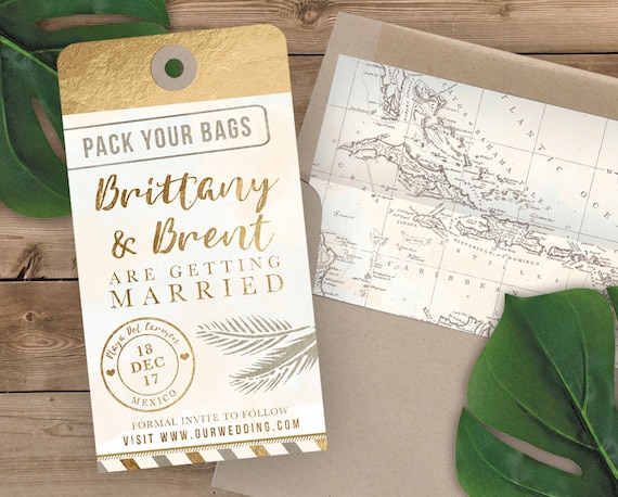 Luggage Tag Save The Date Destination Wedding Save The Date Etsy