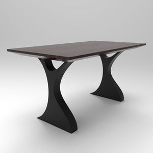 Modern Steel Table Legs Sculptural Metal Base Black Powder Coated Heavy Duty Industrial Legs for Dining, Desk, or Console Table Set of 2
