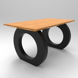 Round Steel Table Legs , Modern Curved Metal Base for Round & Oval Tabletops , Powder Coated, Custom Sizes , Set of 2, Table Base