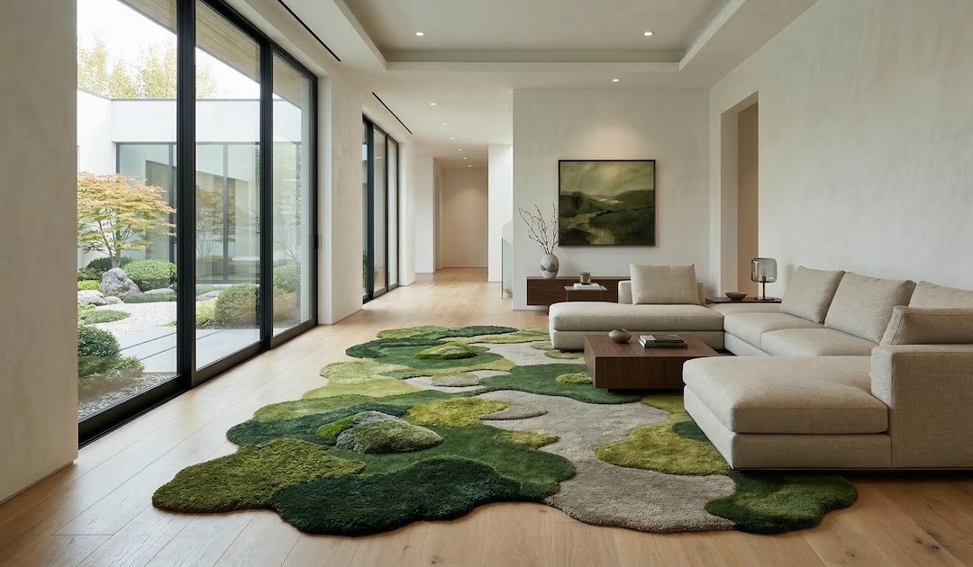 Hand Tufted Wool Moss Rug, Irregular 3D Forest Floor Carpet - Etsy