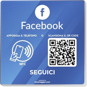 Rigid plexiglass plate 10 x 10 cm Facebook QR Code NFC