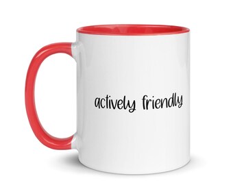 Actively Friendly Mug – Bold, Playful Ceramic Coffee Cup