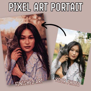 Custom Pixel Art Portrait from Photo | Retro 8-Bit Style | Pet & Owner Pixelated Artwork | Personalized Digital Gift