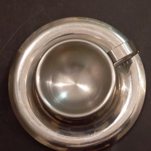 Stainless Steel Espresso cup and saucer, made in Italy