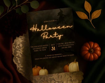 Elegant Halloween Party Invitation | Foggy Spooky Invite | Editable Canva Template | Haunted Halloween Printable | Instant Download