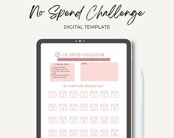 No Spend Challenge Printable | Money Saving Worksheet PDF | Pink Aesthetic Budget Tracker | All Month Spending Freeze | Savings Challenge