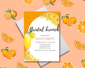 Brunch Invitation Template | Yellow Floral Mimosa Theme | Editable Canva Invite for Bridal Shower, Baby Shower, Birthdays | Digital Download