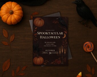 Spooktacular Halloween Party Invitation | Elegant |Editable Canva | Classy Halloween Party | Digital Download | Modern Halloween Soirée