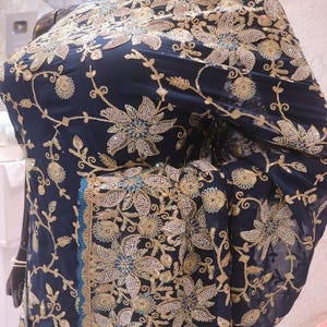 The Prussian Blue Premium Designer Saree