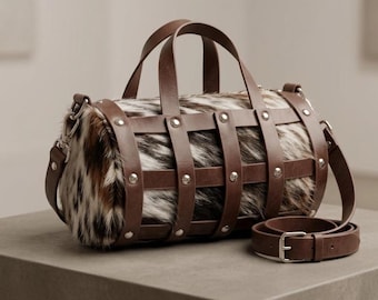 Äkta kohud med hår på läder – Western Shoulder Handbag