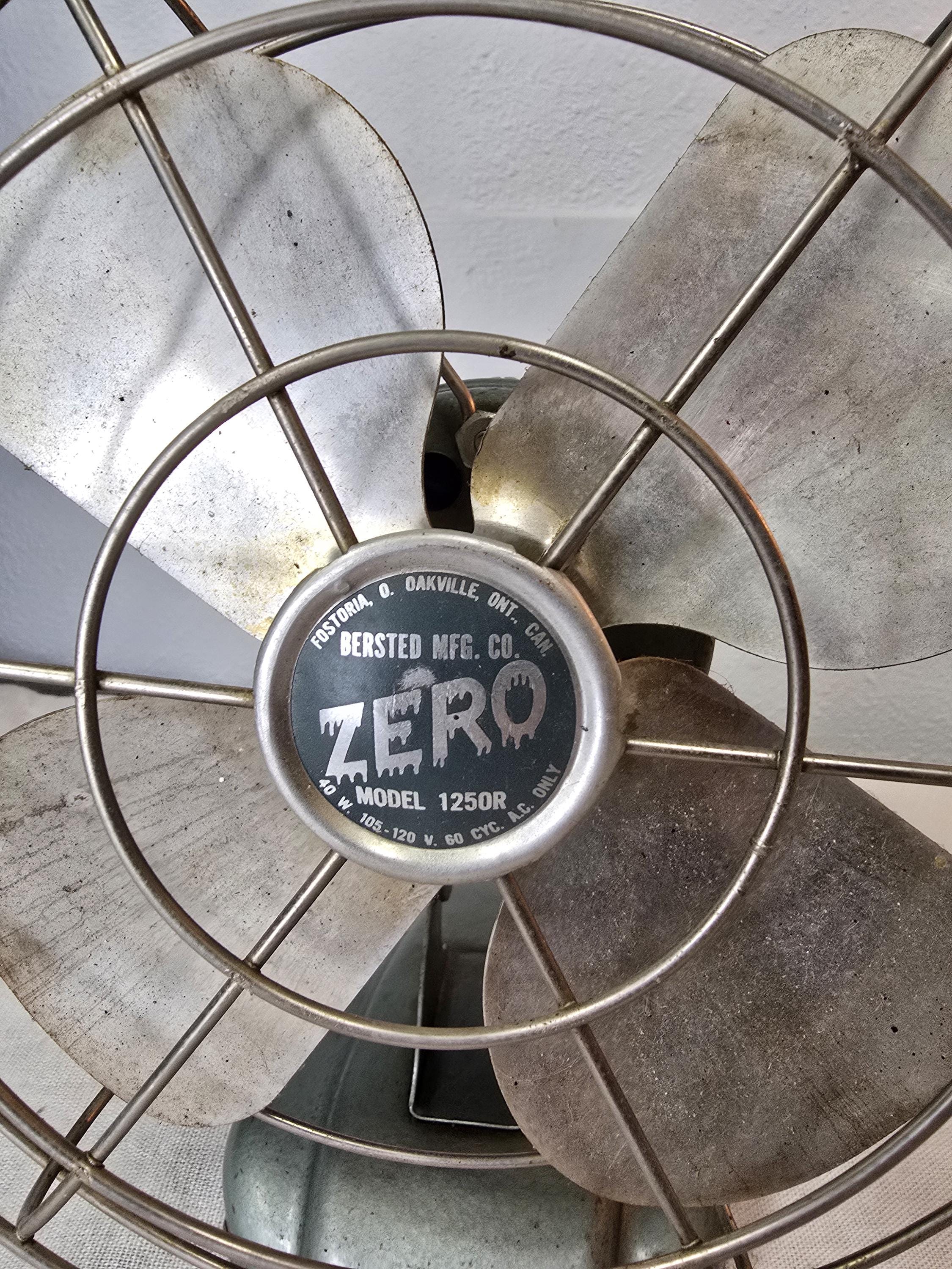 Vintage Zero Model 1250R Electric Desk Fan Made by Bersted Mfg. Co