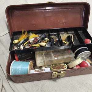 希少『Excelsior USA』 エクセルシオール ワードローブトランク Vintage Excelsior Stamford CT USA Metal Tacklebox With Tackle and