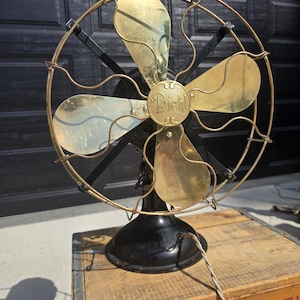 Rare Antique Diehl Brass Blade Fan - Restored Desk Fan
