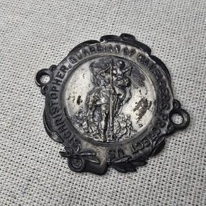 Vintage St. Christopher Medal Pendant: Catholic Travel Protection