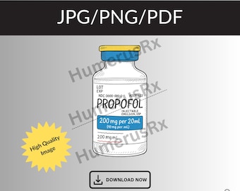 Propofol Bottle Illustration | Anesthesiology Art (Digital Download)