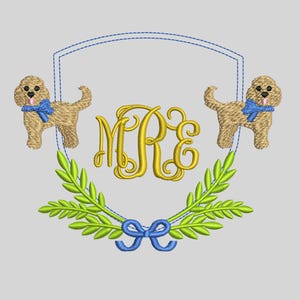 Baby Banner Crest Frame Embroidery File Dog Embroidery Crest With MRE in center Embroidery File Instant Download Pdf Dst Pes