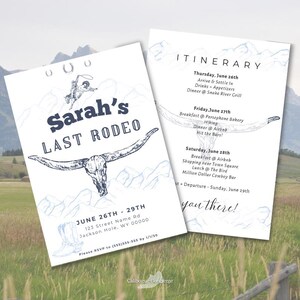 Cowboy|Last Rodeo|Western Bachelorette Invitation & Itinerary Template | Downloadable Bachelorette/Birthday Party Invite