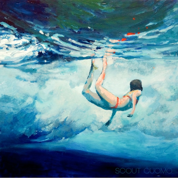 Art Print Beneath the Break Giclee Print of original painting of woman beneath the pulse of the waves