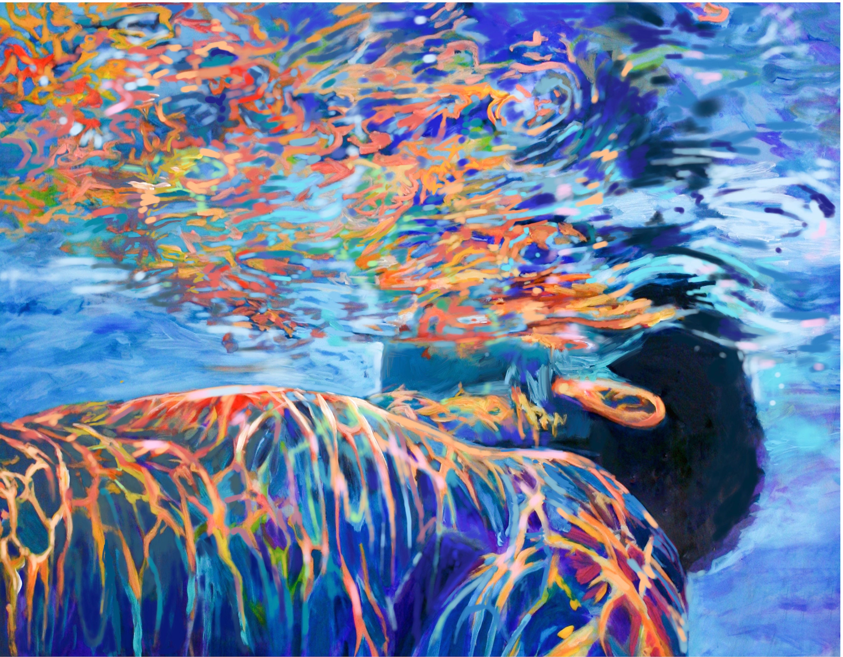 Abstract art Print of man swimming Underwater / Man in between Etsy