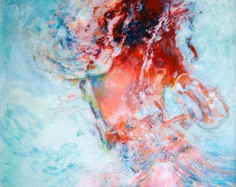 Mermaid Giclée Art Print – Hand-Painted Details, Beach Wall Art