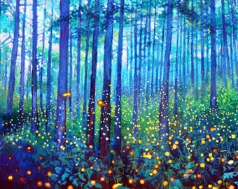 Cuadro decorativo para el hogar "Noches de junio" pintado a mano.