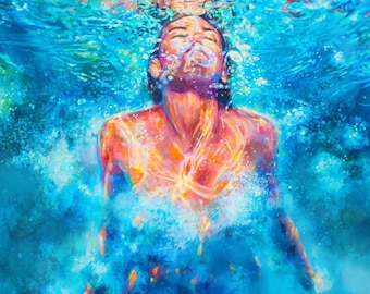 Reborn - Archival Art Print of Swimmer Painting