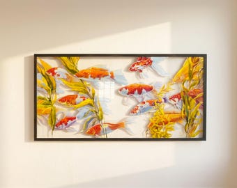 Goldfish Koi Painting | Fish Painting on Lucite Wall Art | Made to Order